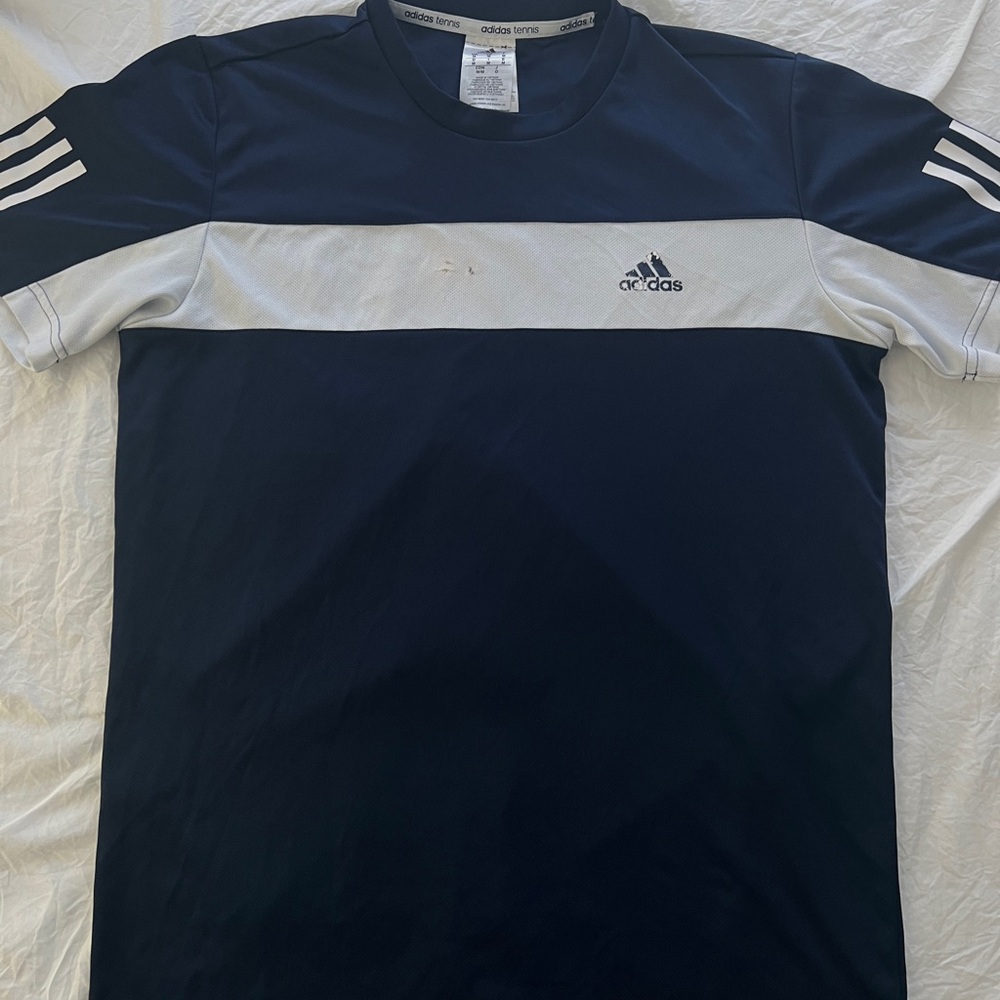 Adidas Blue and White Short Sleeve Tee